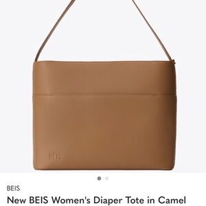 BEIS Camel Leather-Style Shoulder Tote